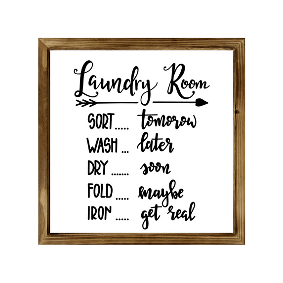 Laundry Room Sign 8x8 Inch, Rustic Farmhouse Decor Home Sign, Wall Decorations Living Room, Modern Farmhouse Wall Decor, Laundry Sign and Laundry Room Decor with Solid Wood Frame