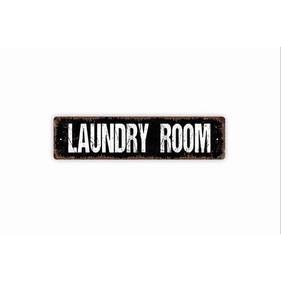 Laundry Room Sign - Custom Metal Rustic Street Sign or Door Name Plate Plaque - Size: 16 x 4 Inches