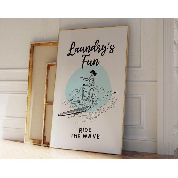 Laundry Room Sign Wall Decor Utility Room Print Ride The Wave Poster Fun Wall Hang Dry Clothes Laundry Wall Art Gift For Home Wall Art Modern Wall Decor