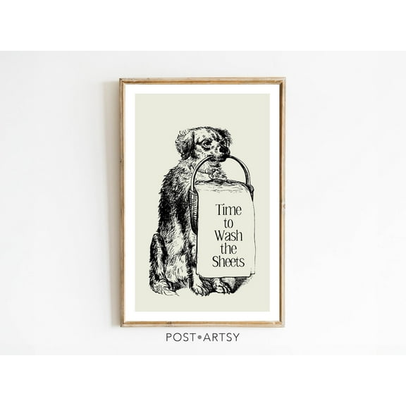 Laundry Room Sign Wall Decor Utility Room Print Wash Sheets Poster Fun Dog Wall Hang Dry Clothes Laundry Wall Art Gift For Home ,Decor For Living Room Bedroom, 8x12 UNFRAMED