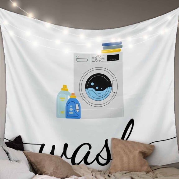 Laundry Room Small Tapestry for Bedroom Wall Hanging Tapestry, Modern Minimalist Washing Machine Ceiling Backdrop Tapestries Poster Blanket Wall Decor for Teens Room Living Room Dorm 23" x 28"