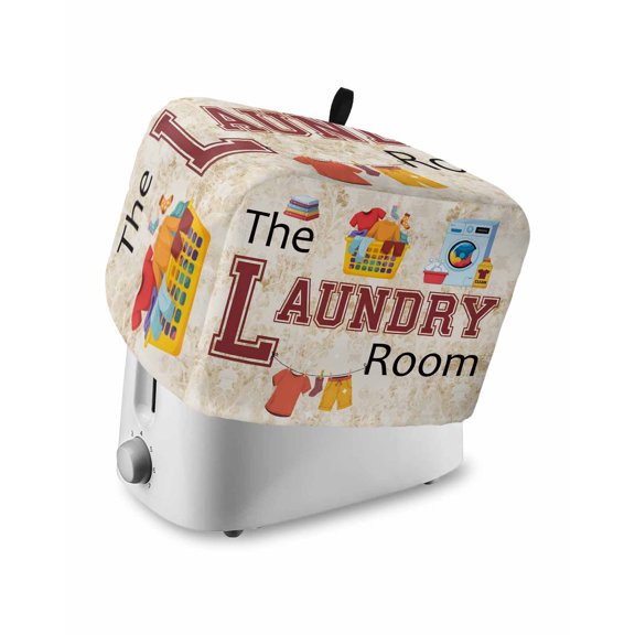 Laundry Room Small Toaster Cover 2 Slice, Kitchen Appliance Covers, Rustic Farmhouse Washing Machine Clothes Toaster Oven Cover with Loop, Bread Machine Cover Polyester Dust Cover Protection