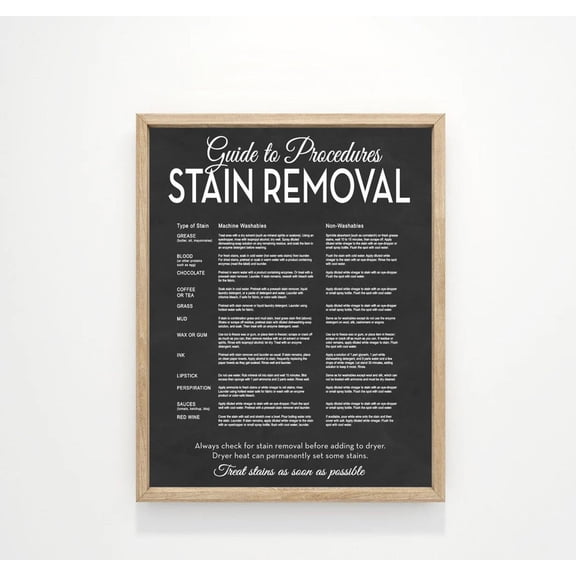 Laundry Room Stain Removal Guide Art Poster Vintage Style Decor Home Decor, 8x12 UNFRAMED