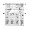 thumbnail image 1 of Laundry Room Swag Kitchen Curtains Sets for Windows 24 Inch Length, Cartoon Wash Dry Fold Repeat Simple Lines Art Short Window Curtain Panels Swags Valances and Tiers 3 Piece Set for Cafe/Dining Room, 1 of 5