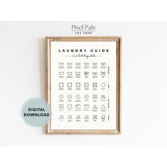 Laundry Room Symbols Art Care Label Guide Wall Dec Print