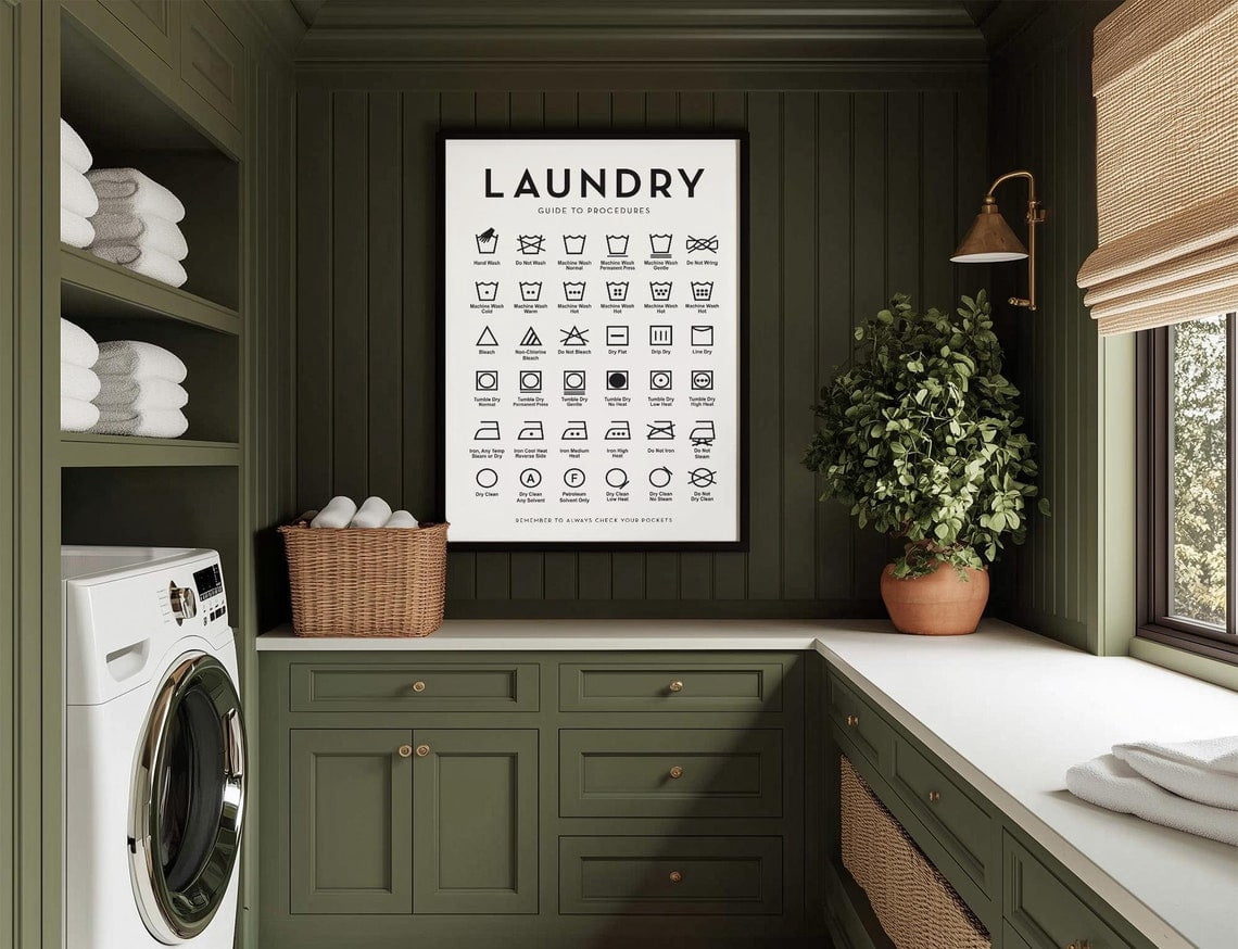 Laundry Room Symbols Complete Guideed Laundry Symbols Guide Wall Art ...