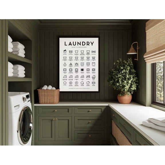 Laundry Room Symbols Complete Guideed Laundry Symbols Guide Wall Art, Laundry Art, Laundry Room, Laundry Wall Decor Poster Light Home Decor UNFRAMED Poster, Wall Art for Decor, Present, 8x12