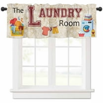Laundry Room Valances for Windows Farmhouse Kitchen Curtains Valances Rod Pocket Valance Curtains for Kitchen Windows Rustic Farmhouse Washing Machine Clothes Window Valances for Bathroom 54"x18"