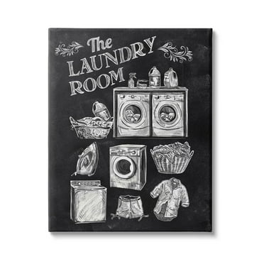 Laundry Room Vintage Drawings Typography Graphic Art Gallery Wrapped Canvas Print Wall Art