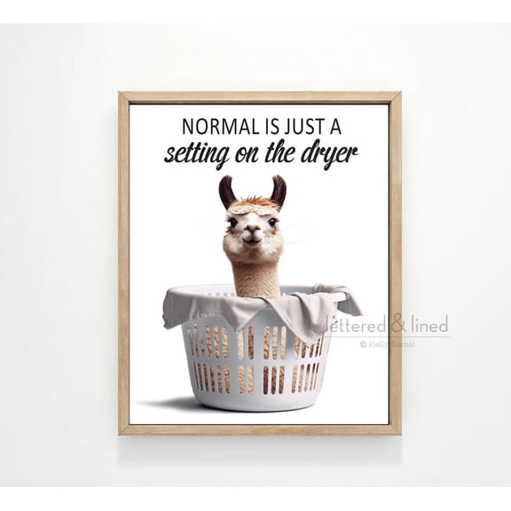 Laundry Room Wal Art, Llama Animal Wal Decor Unframed Paper Print
