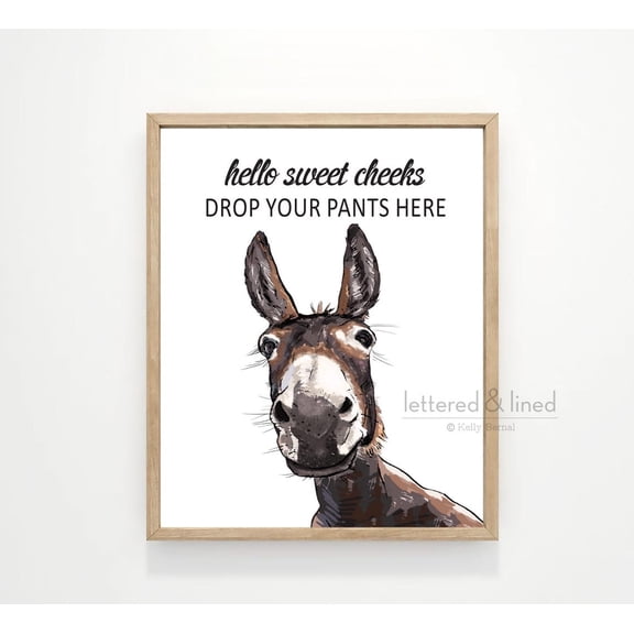 Laundry Room Wall Art Donkey Farmhouse Animal Wall Decor Home Decor, 12x18 UNFRAMED