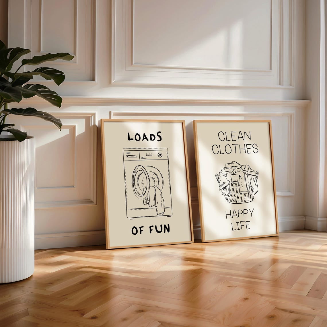 Laundry Room Wall Art Set of 2, Loads Of Fun, Clean Clothes Happy Life ...