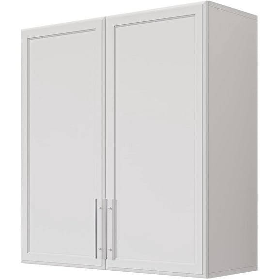 Laundry Room Wall Cabinet with Adjustable Shelf,Wall Mounted Kitchen Cabinets with Two Shaker Doors,Upper Storage for Laundry Room, Bathroom, Kitchen,Large,White