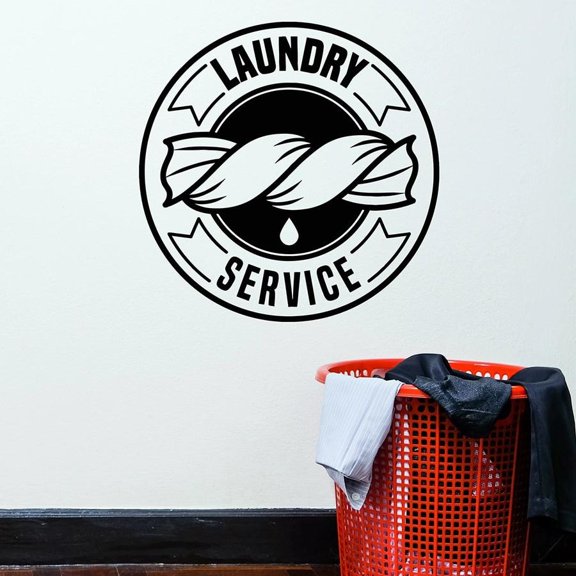 Laundry Room Wall Decal Dry Cleaning Service Art Vinyl Window Stickers Bathroom Waterproof Interior Decor Circle Logo Mural 30x30cm