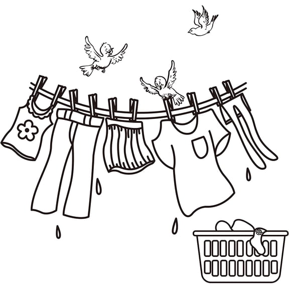 Laundry Room Wall Sticker Cartoon Laundry Signs Vinyl Stickers Clothes Drying Wall Quote Sticker Decals for Laundry Room Apartment Washing Decoration DIY