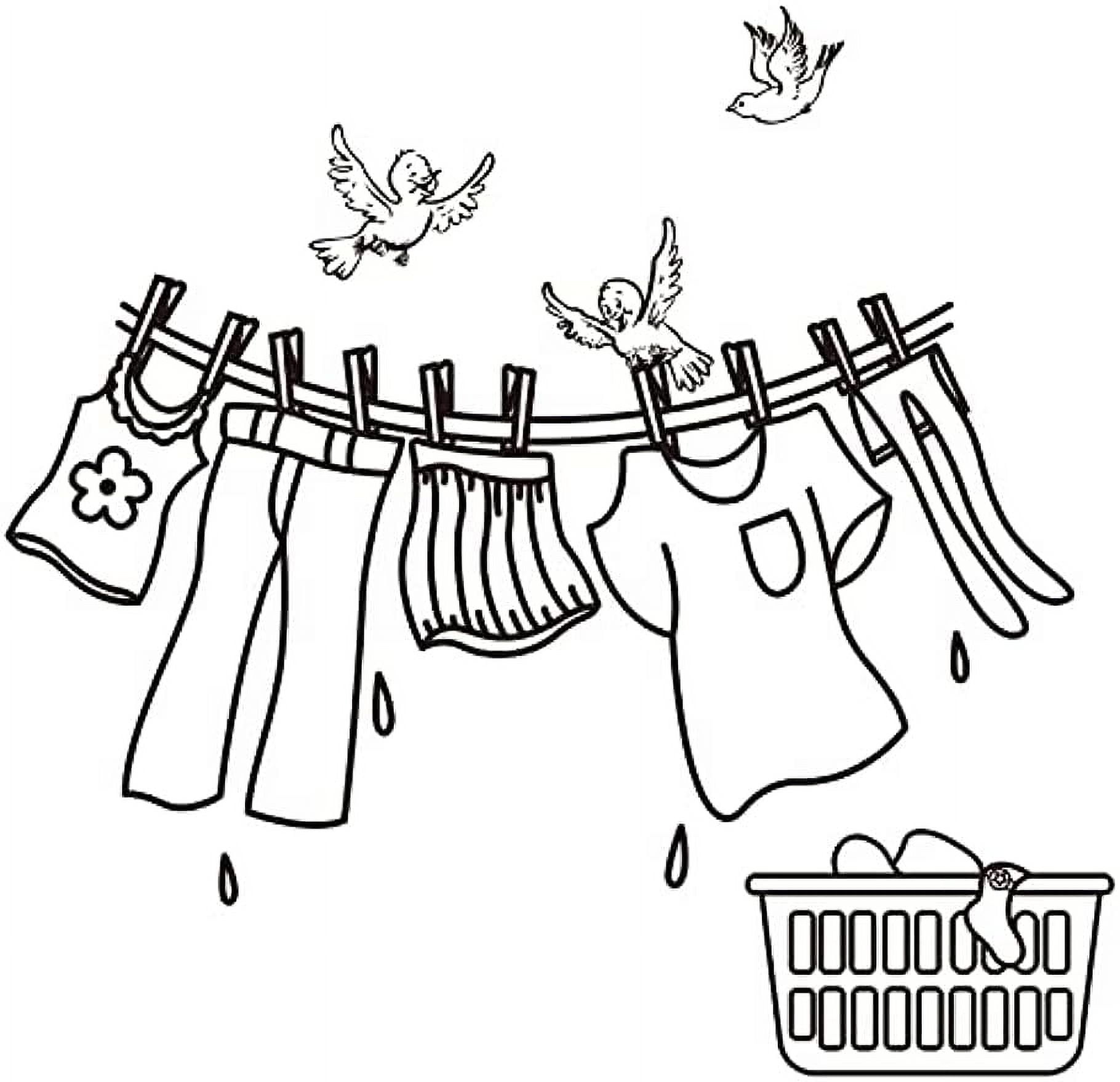 Laundry Room Wall Sticker Cartoon Laundry Signs Vinyl Stickers Clothes