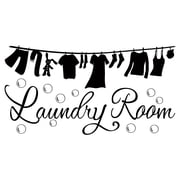 Laundry Room Wall Sticker Vinyl Clothes Icon Lettering Wall Decor Art Decal for Home Washing Machine Dryer Laundry Room Decoration BlackDIY