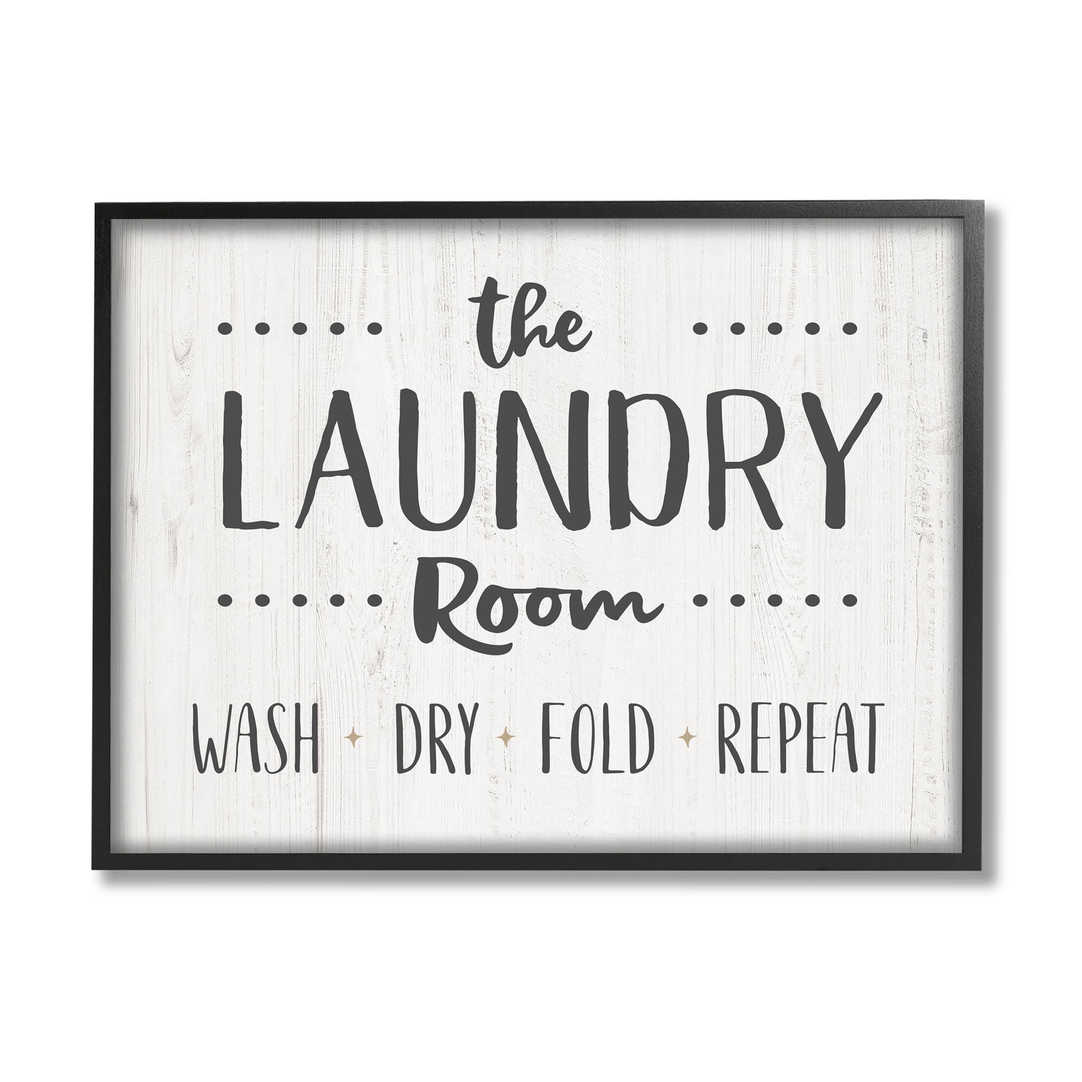 Laundry Room Wash Dry Fold Repeat Typography Graphic Art Black Framed Art Print Wall Art
