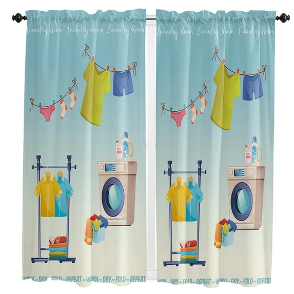 Laundry Room Washing Machine Clothes Dry Rod Pocket Short Curtain Half-Curtain For chen Door Drape Cafe Small Window