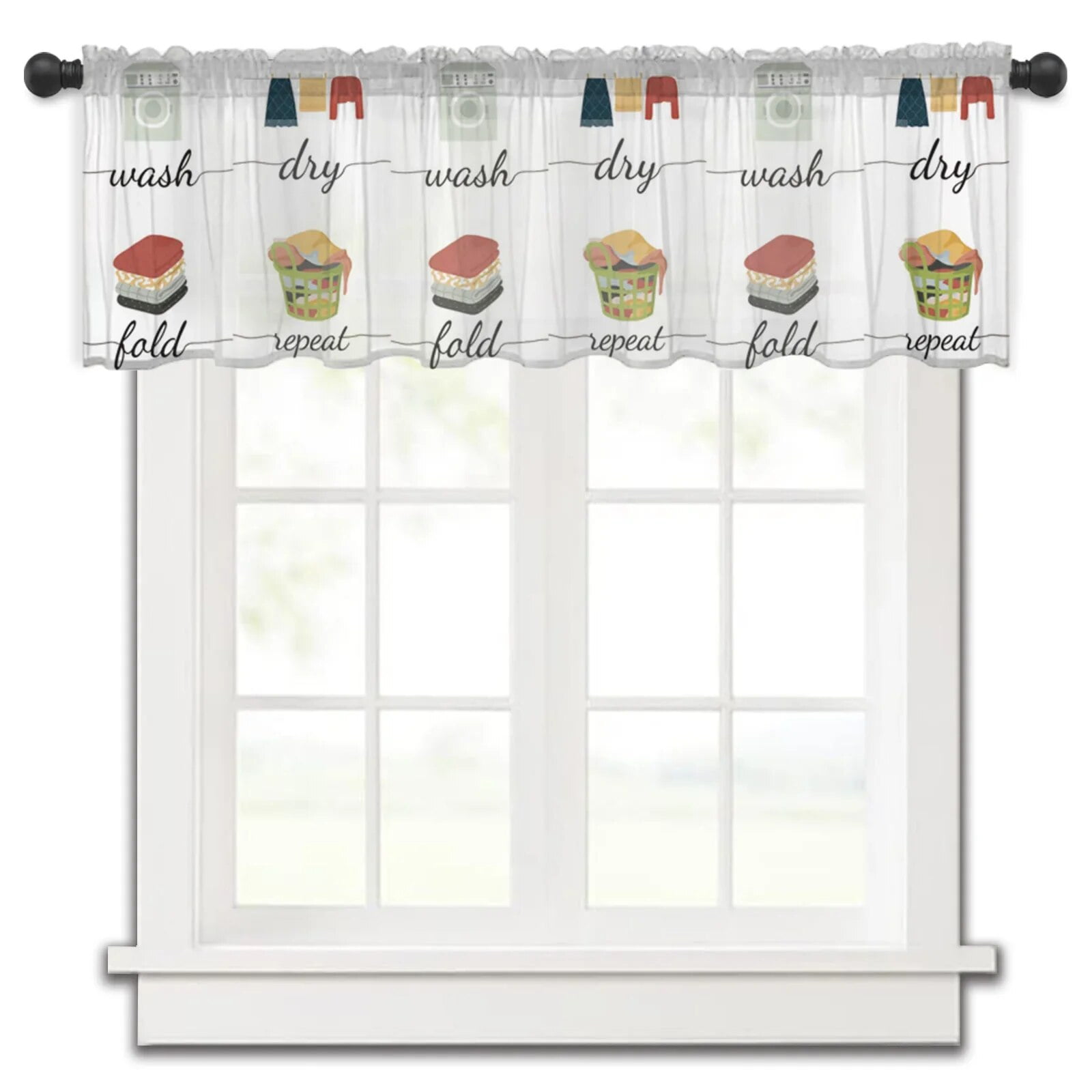 Laundry Room Washing Machine Clothes Kitchen Small Curtain Tulle Sheer