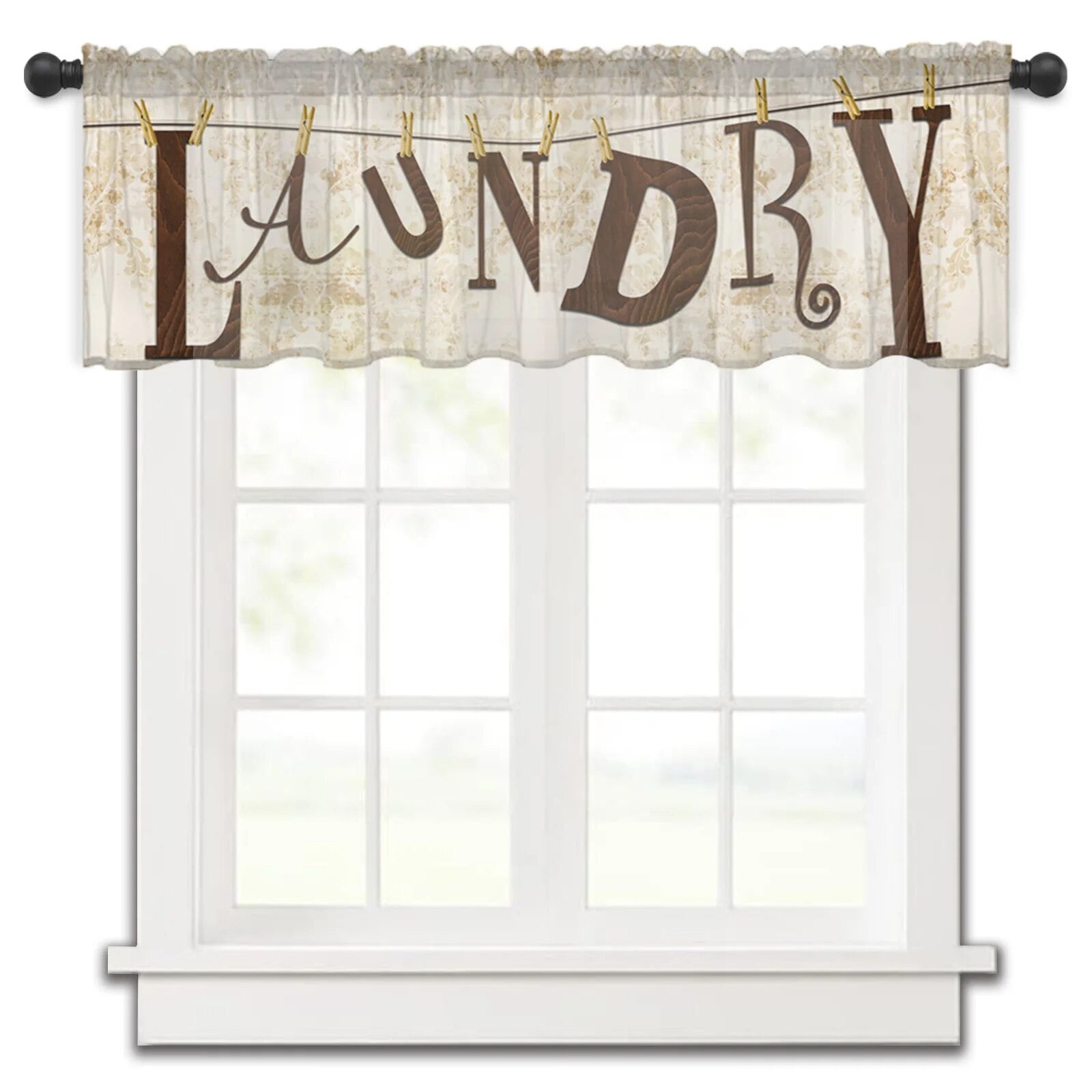 Laundry Room Washing Machine Clothes Kitchen Small Curtain Tulle Sheer