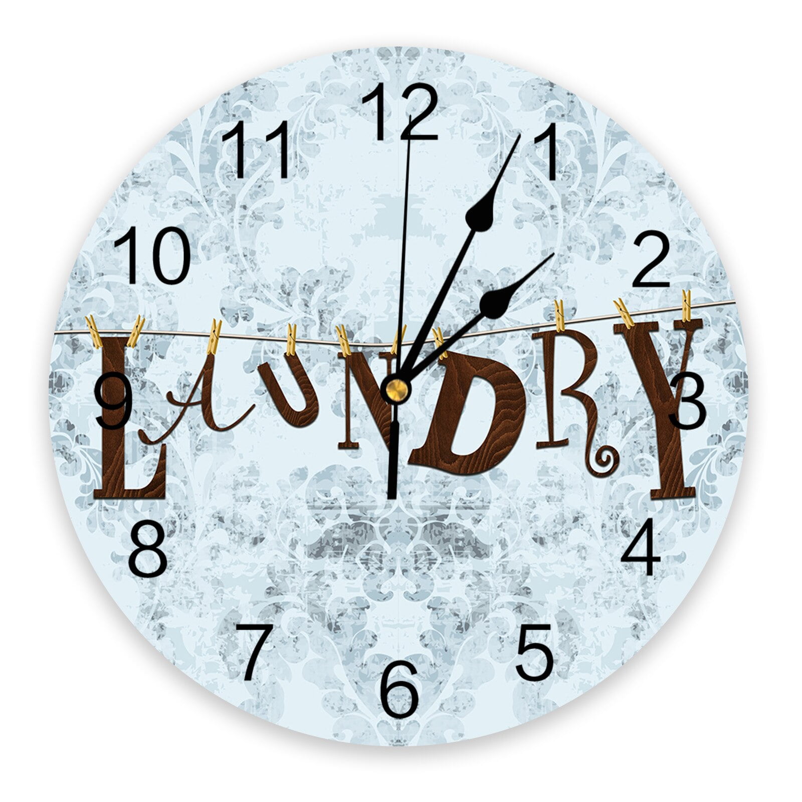 Laundry Room White Wall Clock For Modern Home Decoration Teen Room