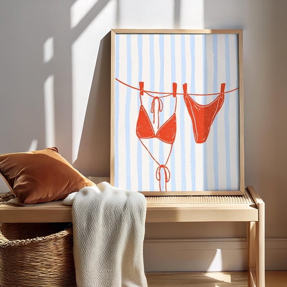 Laundry Room poster, Laundry Wall Art, Utility Decor, Kitchen Posters, Stripey Blue posters Unframed Paper Print