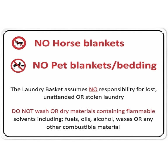 Laundry Rooms No Pet Blankets Sign, 8"x12" Aluminum UV Ink Printed Sign, Laundry Restriction Sign for House