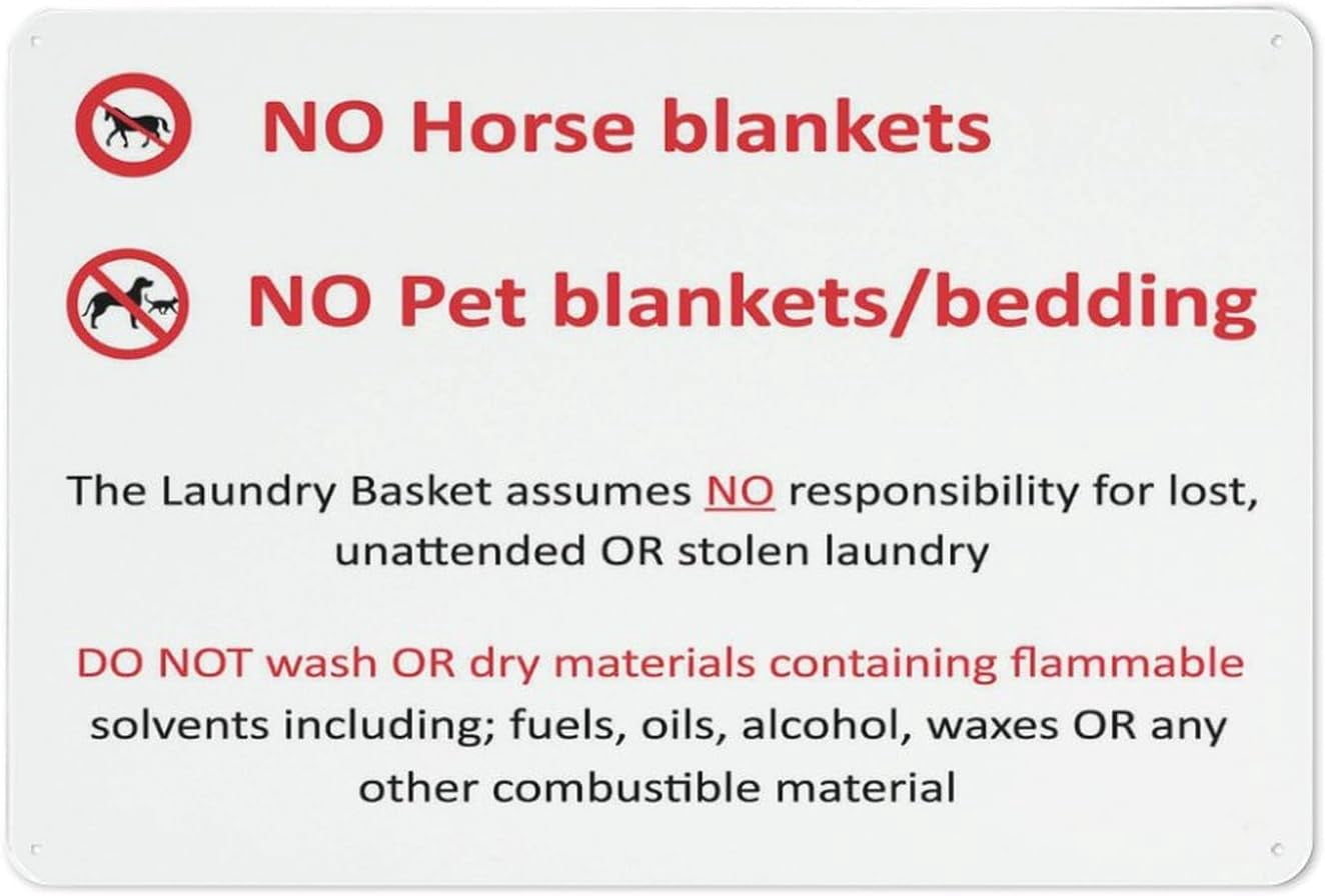 Laundry Rooms No Pet Blankets Sign 12 X 8 Inches Aluminum Sign ...