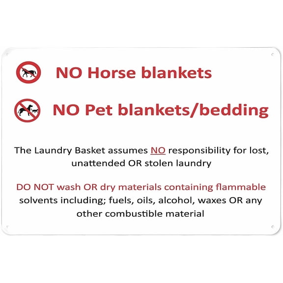 Laundry Rooms No Pet Blankets Sign - 8"x12" Reflective Aluminum Sign, UV Protected Waterproof Weatherproof Fade Resistant, 4 Pre-Drilled Holes, Laundry Room, Pet Restriction