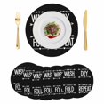 thumbnail image 1 of Laundry Round 13 Inch Placemats Set of 6, Funny Wash Dry Fold Minimalist Text Black HeatResistant Non Slip Place Mats for Dining Table, Wipeable Braided Kitchen Table Mats for Housewarming, 1 of 9