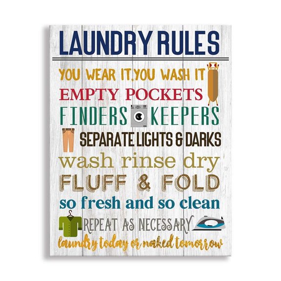 Laundry Rules Canvas Wall-Art Rustic Funny Prints Signs Framed Wood Background Bathroom Picture Artwork Home Decor poster