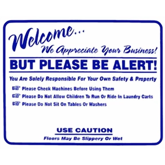 'Laundry Rules' Laundromat Overlay Self-Adhesive Blue Sticker Free Shipping