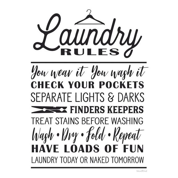 Laundry Rules by lettered And lined (24 x 36)