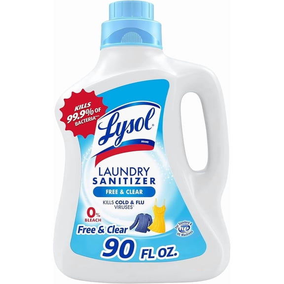 Laundry Sanitizer Additive, Free & Clear, Free from Fragrance and Dyes, 0% Bleach Laundry Sanitizer, Bacteria-causing Laundry Odor Eliminator, Unscented, 90 Fl Oz () - Package May Vary