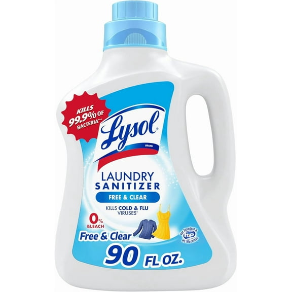 Laundry Sanitizer Additive, Free & Clear, Free from Fragrance and Dyes, 0% Bleach Laundry Sanitizer, Bacteria-causing Laundry Odor Eliminator, Unscented, 90 Fl Oz (Pack of 1) - Package May Vary