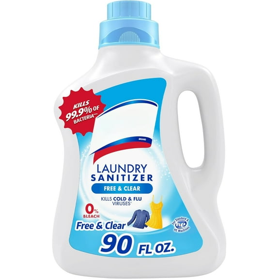 Laundry Sanitizer Additive, Free & Clear, Free from Fragrance and Dyes, 0% Bleach Laundry Sanitizer, Bacteria-causing Laundry Odor Eliminator, Unscented, Package May Vary