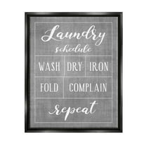 Laundry Schedule Humor Sign Typography Graphic Art Jet Black Framed Art Print Wall Art