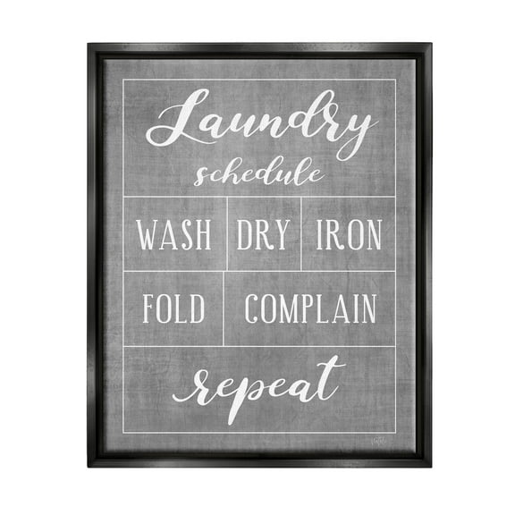 Laundry Schedule Humor Sign Typography Graphic Art Jet Black Framed Art Print Wall Art