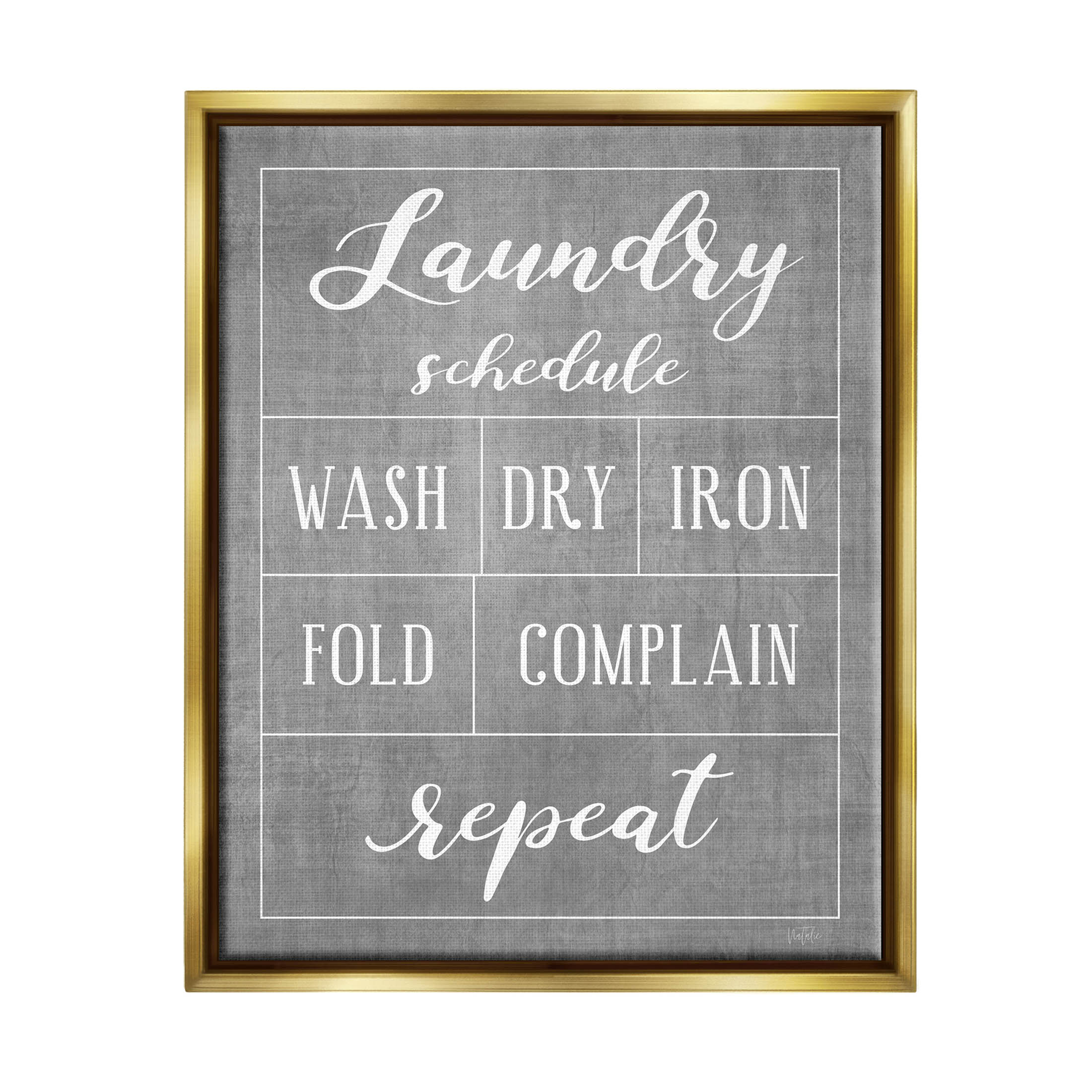 Laundry Schedule Humor Sign Typography Graphic Art Metallic Gold Framed Art Print Wall Art
