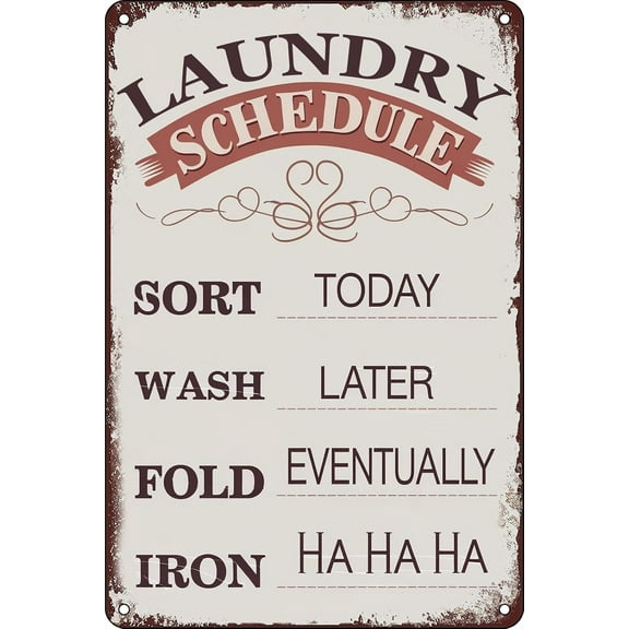 Laundry Schedule Vintage Metal Tin Sign Wall Decor for Home Laundry Room Bathroom Shop Hotel for Home Kitchen Bar Room Garage Vintage Retro Plaque 812 inch