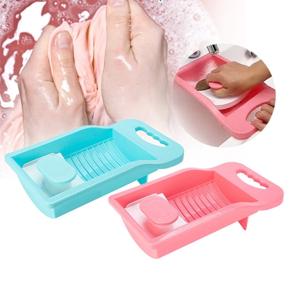 Laundry Scrub Board Plastic Washing Scrubber Large Mini Hand Wash Board Thickened Non-Slip Portable Washboard Pink Blue 32x17cm Travel Home Use