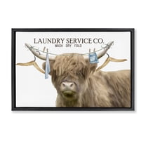Laundry Service Cattle Black Framed Floater Canvas Wall Art, design by Kim Allen