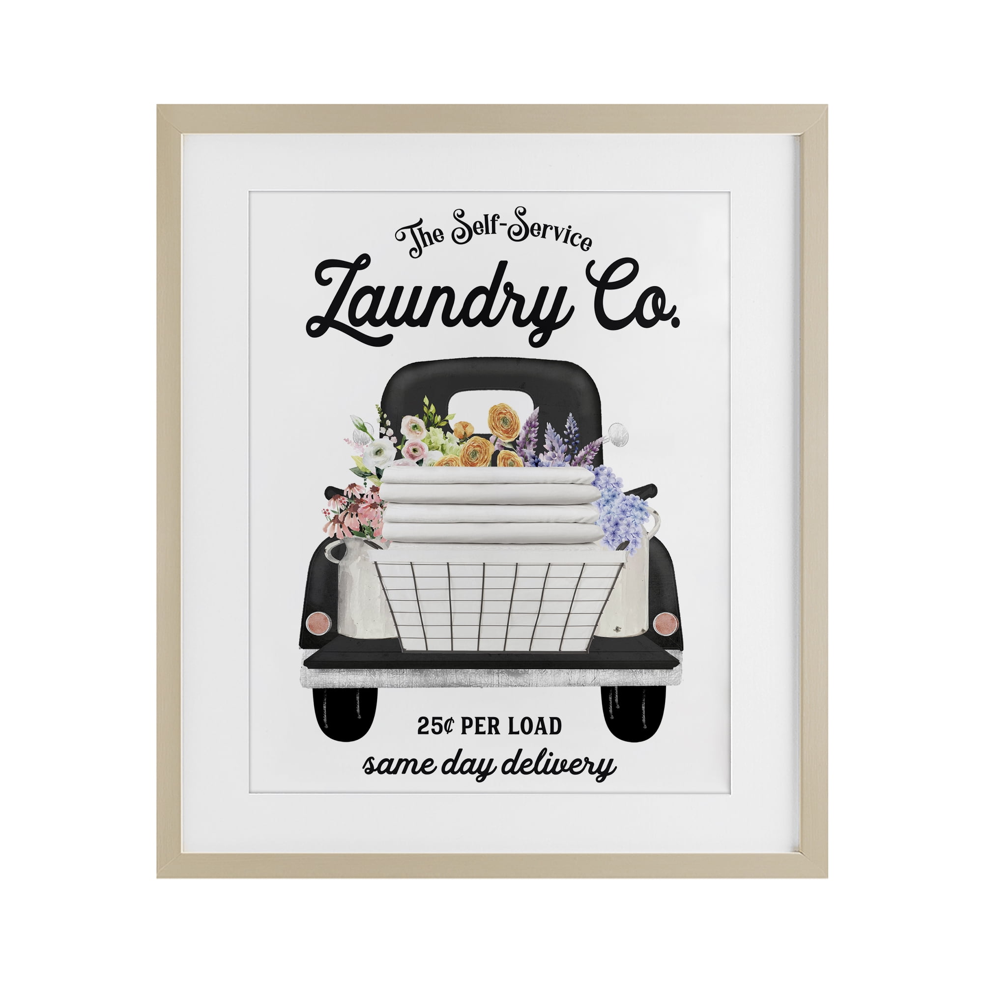 Laundry Service Truck Birch Framed Print Under Glass, design by Lettered and Lined