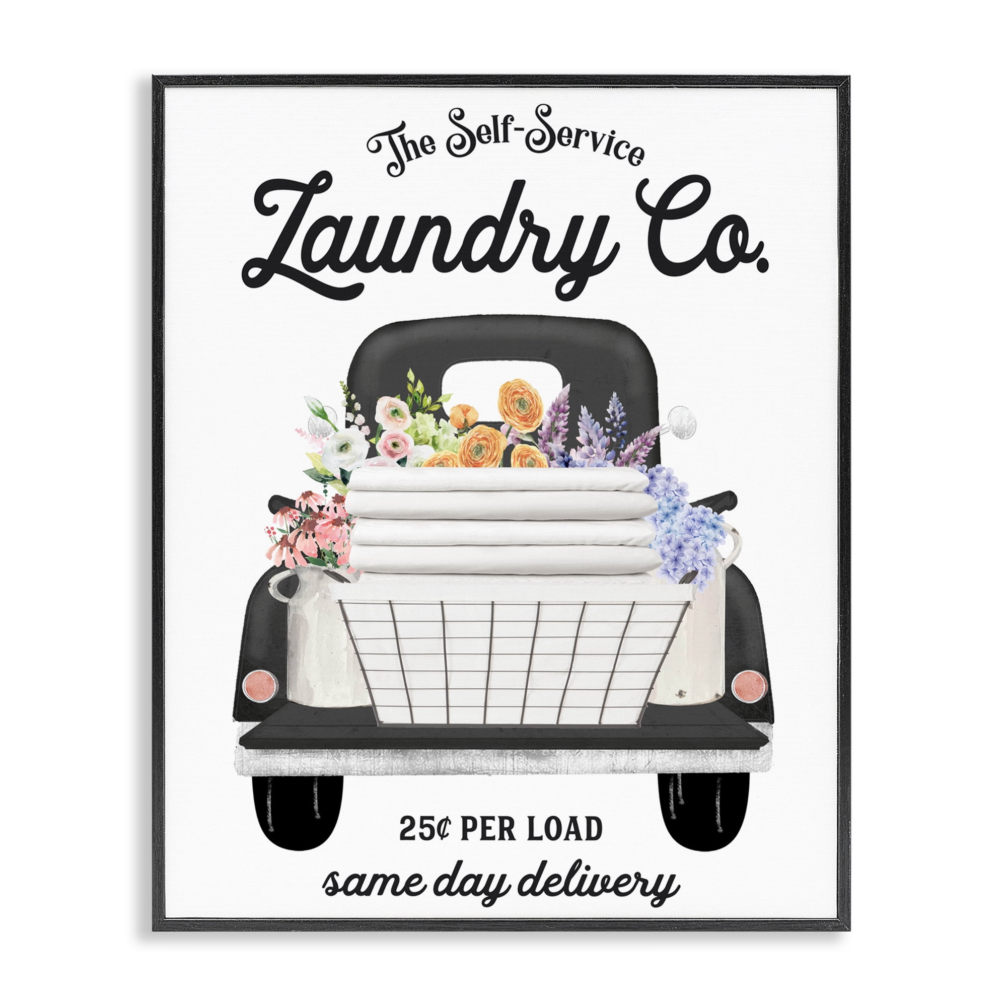 Laundry Service Truck Black Framed Giclee Art, design by Lettered and Lined