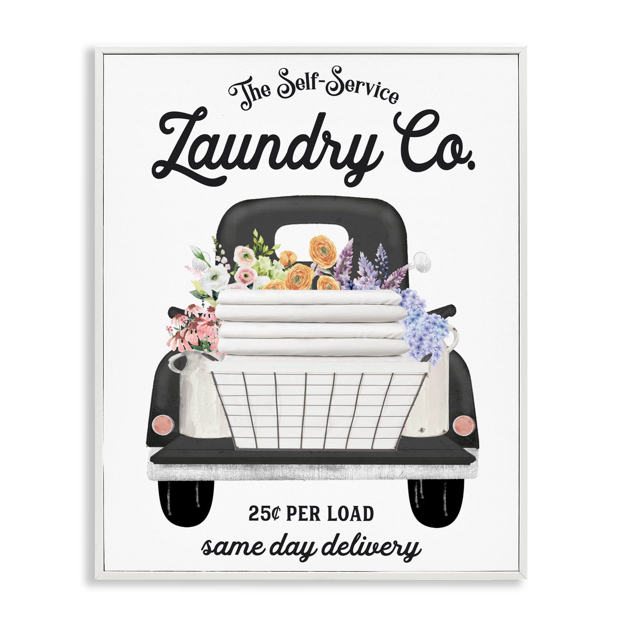 Laundry Service Truck White Framed Giclee Art, design by Lettered and Lined