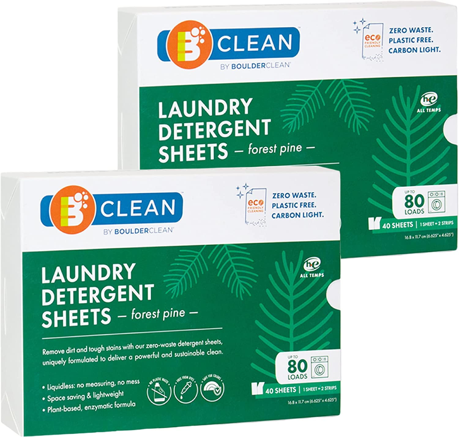 Laundry Sheets, Forest Pine Scent 80 Sheets For 160 Loads (Pack Of 2