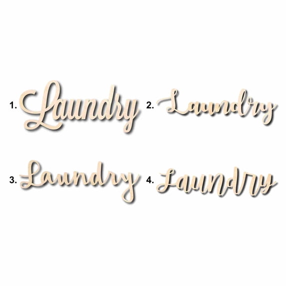 Laundry Sign Unfinished Wood Cutout Home Decor DIY Option 1- 10" Wide / 1/4"