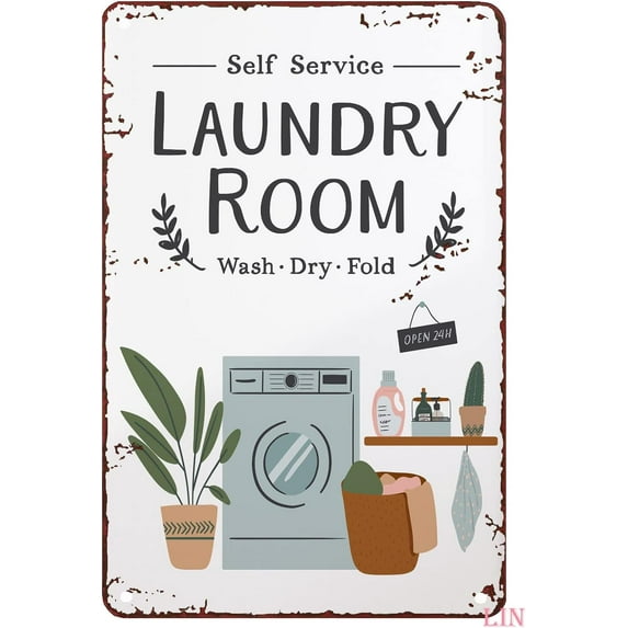 Laundry Signs Decor Laundry Room Laundry Wall Art Laundry Room Sign Metal Sign Vintage Home Decor Rustic Aluminum Tin Signs Wall Art Metal Poster for Garage Man Cave 8x12 Inch