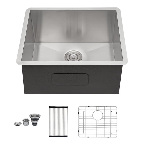 Laundry Sink 23 Inch - 23x18x12 Inch Undermount Laundry Utility Sink Deep Single Bowl 16 Gauge Stainless Steel Laundry Tub Sinks
